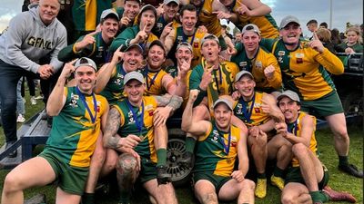 Emotions high in Gordon after footy team claims first premiership in 34 years