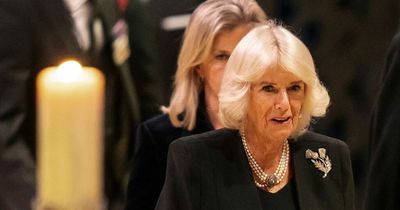 Camilla paid poignant tribute to the Queen with brooch she wore at vigil