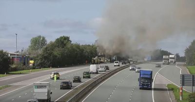 Lorry on fire on M74 as police and fire crews race to motorway