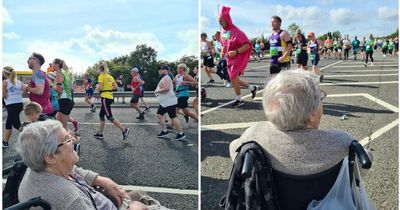 101-year-old great-gran from Gateshead was 'the oldest spectator' at the Great North Run - and handed out her favourite toffees