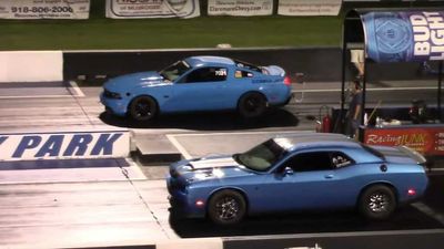 Mustang Cobra Jet Faces Challenger Hellcat, Older 'Stangs At Drag Strip
