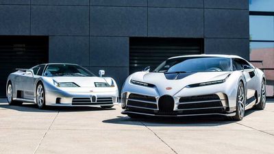 Bugatti Centodieci Looks Sensational In Silver Next To EB110 SS