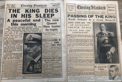 How the Evening Standard reported the death of previous monarchs