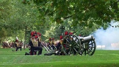 Gun salutes sound in Hyde Park as procession of Queen's coffin takes place