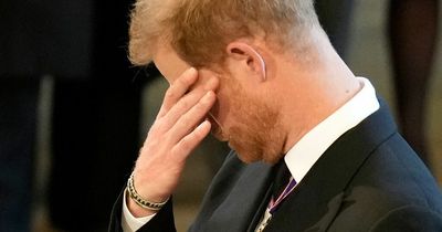 Prince Harry wipes eyes and grieves beloved gran as tearful royals remember Queen