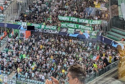 Celtic fans display anti-monarchy banner prior to Shakhtar Donetsk tie