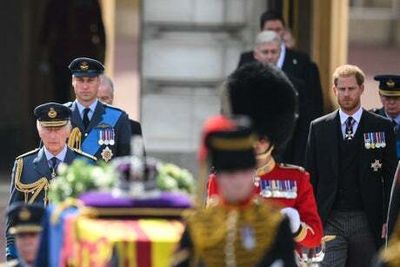 King Charles and his sons walk behind Queen’s coffin ahead of lying in state