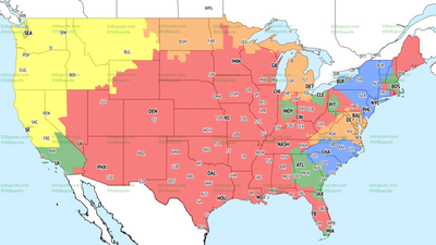 TV broadcast map for Panthers vs. Giants in Week 2