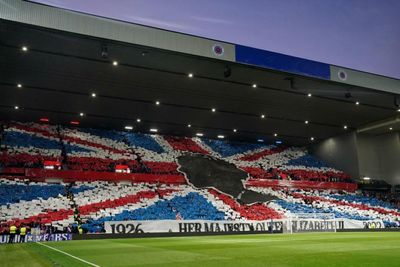 Rangers fans pay tribute to Queen Elizabeth with Union Jack display