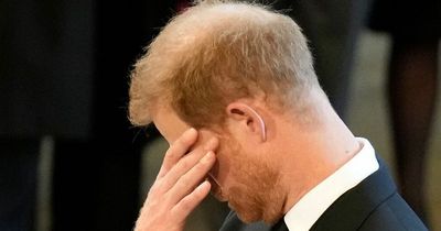 Prince Harry wipes eyes as he and other 'tearful' royals mourn beloved Queen