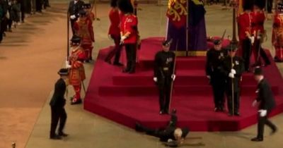 Royal guard suddenly collapses next to Queen's coffin on first night of lying in state