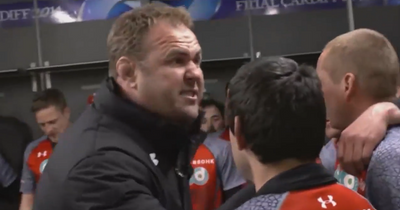 Wales legend Scott Quinnell's emotion-charged dressing room speech leaves viewers floored
