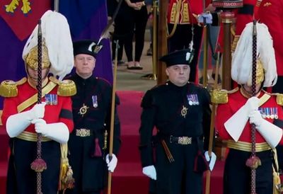 Alister Jack stands vigil at Queen's coffin in Royal Company of Archers uniform