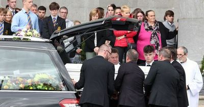 'Inseparable' siblings killed in Westmeath car fire buried in double white coffin
