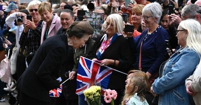 Princess Anne greets crowds in Glasgow as she visits floral tributes to the Queen