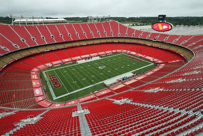 Why Chiefs’ midfield, end zone logos in Arrowhead Stadium for Chargers Thursday night game look like they’re from 1972