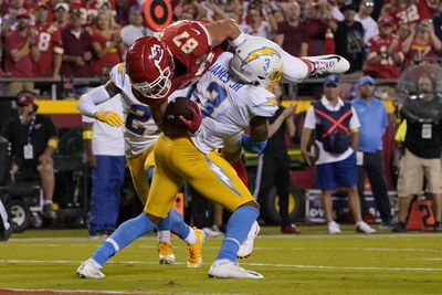 Watch: Chargers’ Derwin James goes WWE on Chiefs’ Travis Kelce