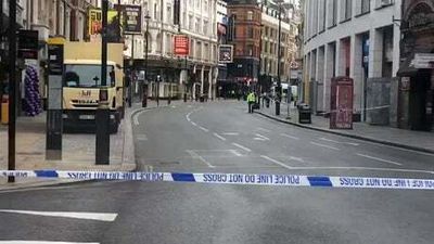 Footage shows London’s West End cordoned off after two police officers were stabbed