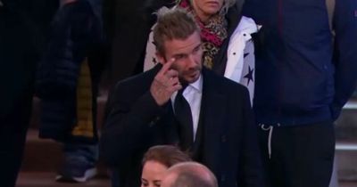 Emotional David Beckham wipes tears away as he pays respects to Queen after 12 hour queue