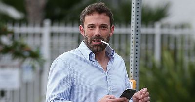 Ben Affleck enjoys iced coffee and cigarette for breakfast after doing the school run