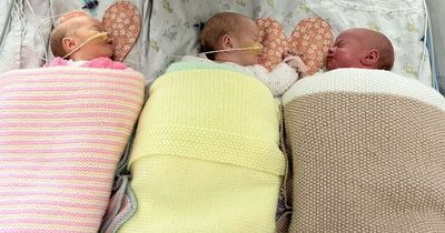Mum gives birth to identical triplet girls after being told she was having boys