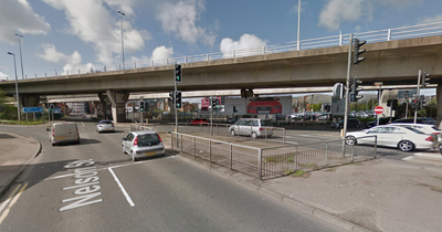 Emergency services at scene of two-vehicle crash on Nelson Street in Belfast