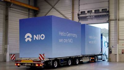 NIO's First Battery Swap Station Manufactured In Europe, Heads To Germany