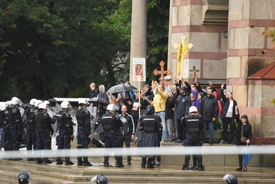Police clash with right-wing protesters at LGBTQ march in Serbia