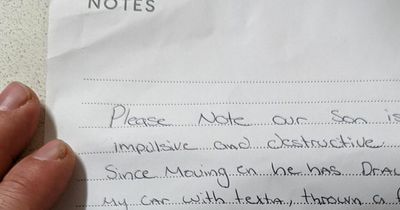 Mum's brutally honest note on car warning about 'disruptive' son praised by neighbours