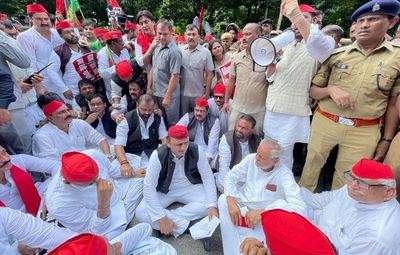 Akhilesh Yadav takes out march with party MLAs against UP govt in Lucknow
