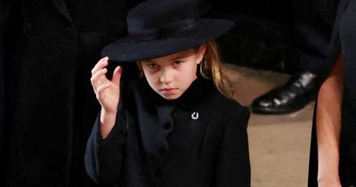 Brave Charlotte wears a hat as she joins George, mum Kate and Camilla at Queen's funeral