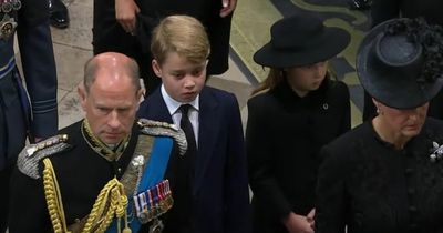 Brave Prince George and Princess Charlotte walk behind Queen's coffin at sombre funeral