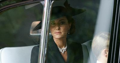 Kate Middleton pays tribute to Queen and Prince Philip's love with funeral necklace