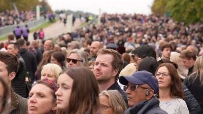 People gather in Windsor ahead of the funeral procession on the Long Walk
