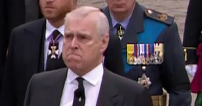 Weeping Prince Andrew follows Queen's coffin in black suit as siblings wear uniform