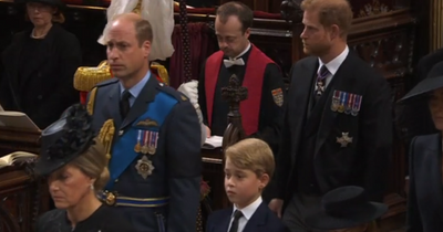 Prince William seen supporting Prince George at funeral for Queen Elizabeth II