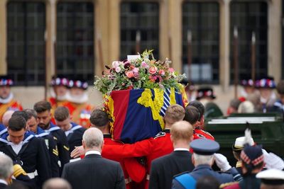 Carpet of flowers around St George’s Chapel for Queen’s committal service