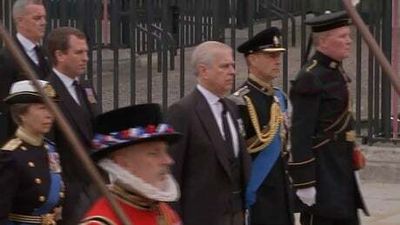 Watch: Queen’s children and grandchildren follow her coffin to Westminster Abbey