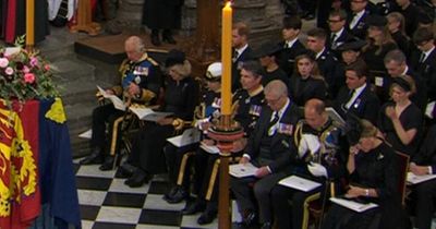 Heartbroken Prince Edward and Sophie wipe tears as they sit before Queen's coffin at state funeral