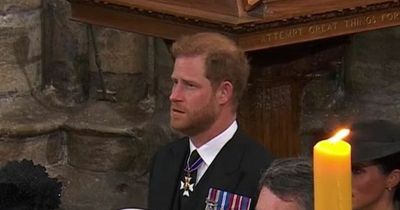 Royal fans claim tearful Prince Harry didn't sing National Anthem at Queen's Funeral