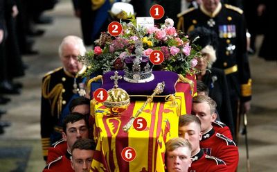 A handwritten note, a crown and a wreath: items on Queen’s coffin and what they signify