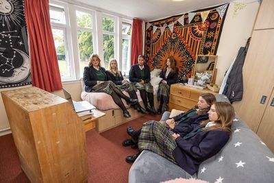 Students watch Queen’s funeral in Charles’s old bedroom