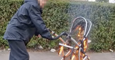 'Spawn of Satan' Footage shows man pushing burning pram along Scots street