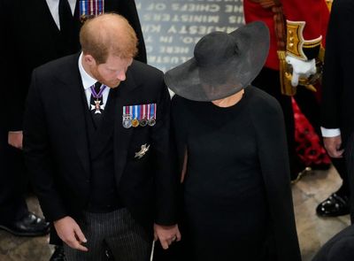 Prince Harry’s comforting gesture to Meghan Markle at Queen’s funeral revealed