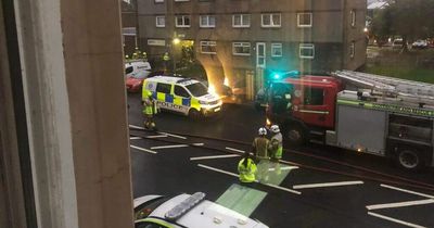 Fire rips through Scots tenement block with emergency services on scene