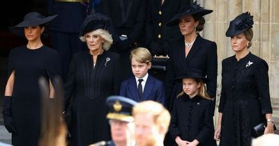 Viewers spot 'sweet' Queen's funeral moment between Meghan's and Princess Charlotte as they leave Westminster Abbey