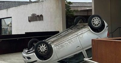 Perfectly reasonable explanation as car flipped over in middle of Irish town
