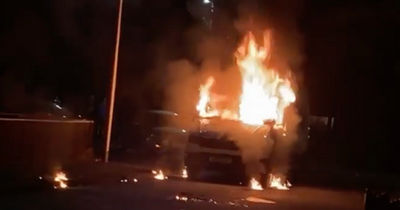 Fireball horror on quiet Scots street as parked van engulfed in flames during fierce blaze