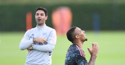 Gabriel Jesus, Fabio Vieira and the Arsenal players Mikel Arteta is working with in training