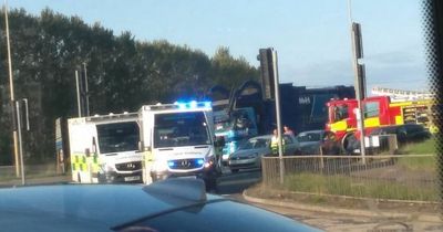 Cyclist rushed to hospital after crash with car at busy Edinburgh roundabout